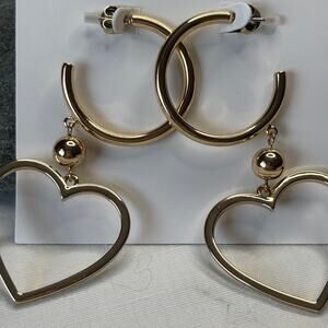 ETK by Ettika Gold Hoop Heart Earrings NWT Minimal MOD Retro Darling Gift